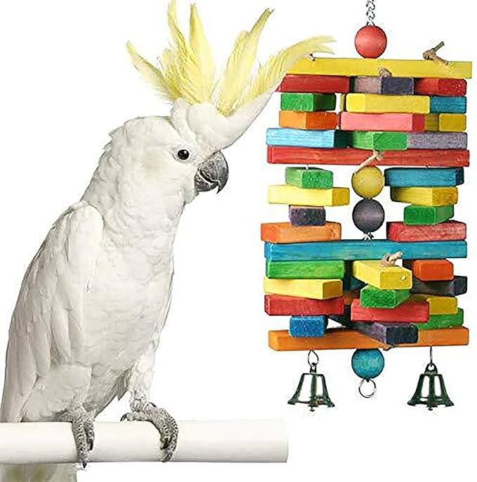 Super Bird Creations - SB477 XL Woodpile Bird Toy - Vibrant Bird Toys for Macaws, African Greys, Cockatoos, Eclectus, Parrots - Enriching Bird Toy with Chewable Elements - Large to XL Bird Size