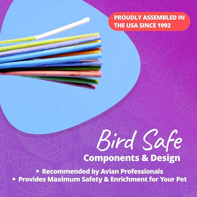 Super Bird Creations - SB301 Chewable Paper Party Bird Toy with Colorful Lollipop Sticks - Ringnecks Medium Conures Parrot - Chew Enthusiasts - Enriching Bird Toys for Medium to Large Birds - 4-Pack