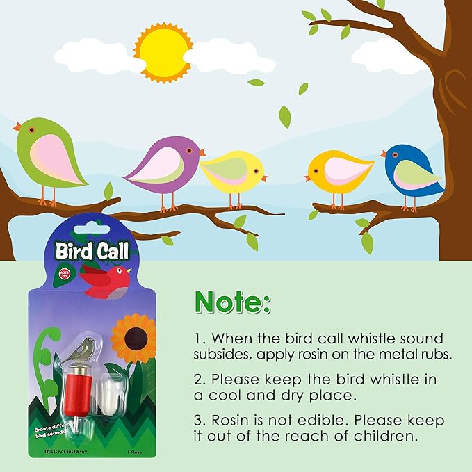Dreyoo Bird Whistle Call with Rosin, Zinc Alloy & Wooden Birds Caller for Outdoor Birds Watching, Nature Play and Gifts for Bird Lovers(Red Color)