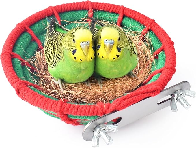 KATUMO Bird Nest, 5.3in Cockatiel Breeding Nest Parakeet Bed with Natural Coconut Fiber Bedding for Budgie, Parakeet, Cockatiel, Conure, Lovebird, Canary, Finch, Small Birds