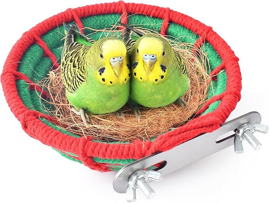KATUMO Bird Nest, 5.3in Cockatiel Breeding Nest Parakeet Bed with Natural Coconut Fiber Bedding for Budgie, Parakeet, Cockatiel, Conure, Lovebird, Canary, Finch, Small Birds