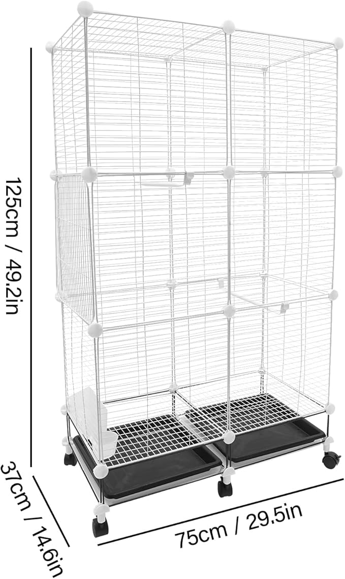 49-inch Large Bird Cage with Wheels for Parrots and Small Birds – 3-Tier Metal Parakeet Cage with Stand, Lockable Door, Removable Tray – Indoor Outdoor Rolling Birdcage for Home or Garden