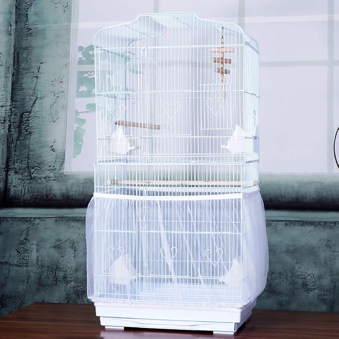 Ipetboom Universal Bird Cage, 61.02 X 11.81 Inches White Bird Cage Net Cover, Parrot Nylon Mesh Net Cover, Lightweight and Breathable for Pet Use