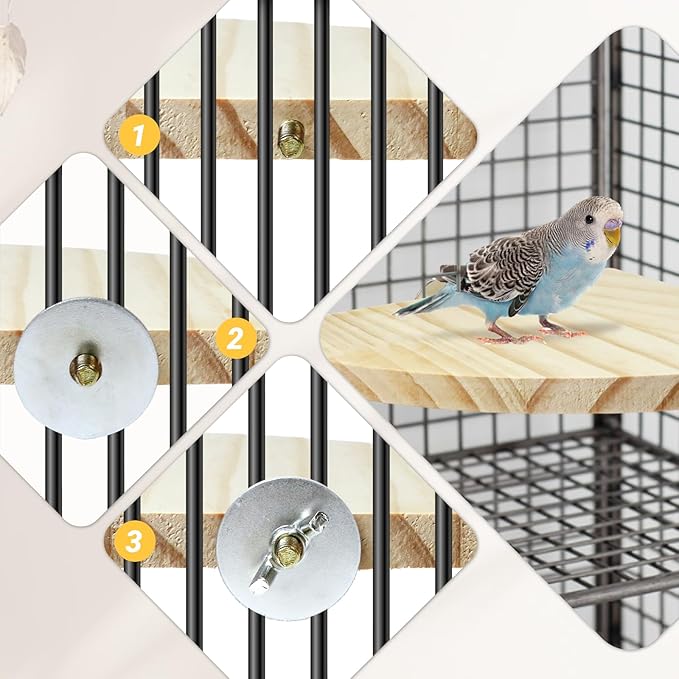 Bird Perches Platform Stand,Birds Platform for Cage,Wooden Perch Corner for Parrots,6.7 Inches Fan Shape Wooden Small Animals Cage Accessories
