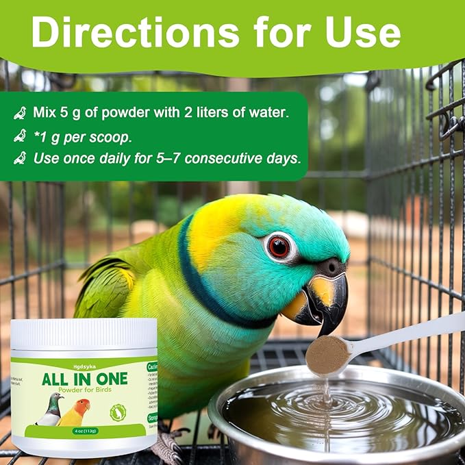 All in One Medicine Powder for Pigeon Parrots Canary Finches Parakeet Cockatiels Aviary Birds, Helps Maintain Digestive Balance Overall Vitality, Drinking Water Additive Wellness Support Powder