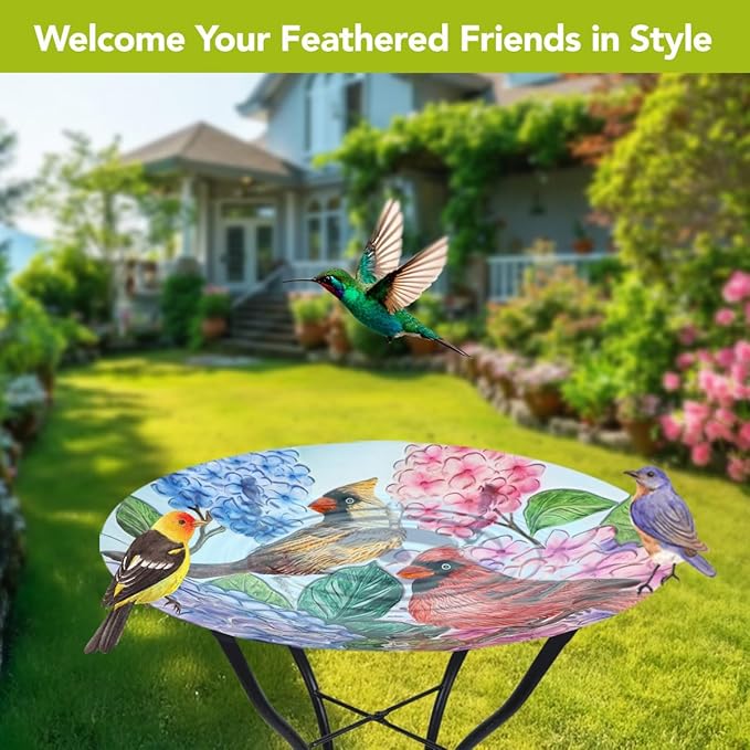 Briarwood Lane Perched Cardinals Glass Birdbath