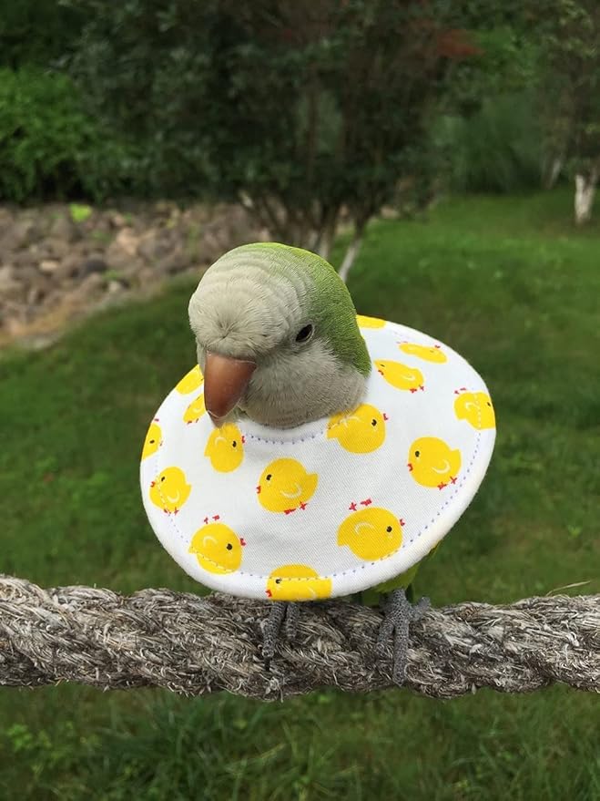 Adjustable Bird Collar - Recovery Collar Parrot Elizabeth Collar for Feather Plucking Feather Protector Shield with Soft Padded Cotton Neck Cone Anti-bite Anti-Licking Wound Healing (XL,Yellow)
