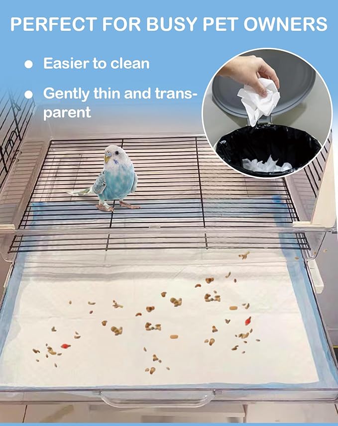 Disposable Bird Cage Liner Birds Cage Liners Super Absorbent Birdcage Liners Parakeet Cage Training Accessories with Quick-Dry Surface for Cockatiels Canaries Parrots