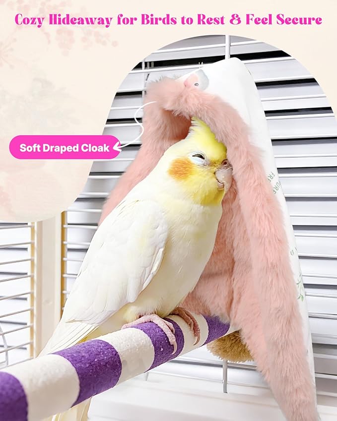 Pawfly Bird Blanket for Cage, Warm Bird Bed for Cage, Snuggle Hut, Snuggle Bed, Hanging Sleeping Nest, Cozy Bird Warmer for Parrot, Cockatiel & Parakeet, 10.5" x 9.5"