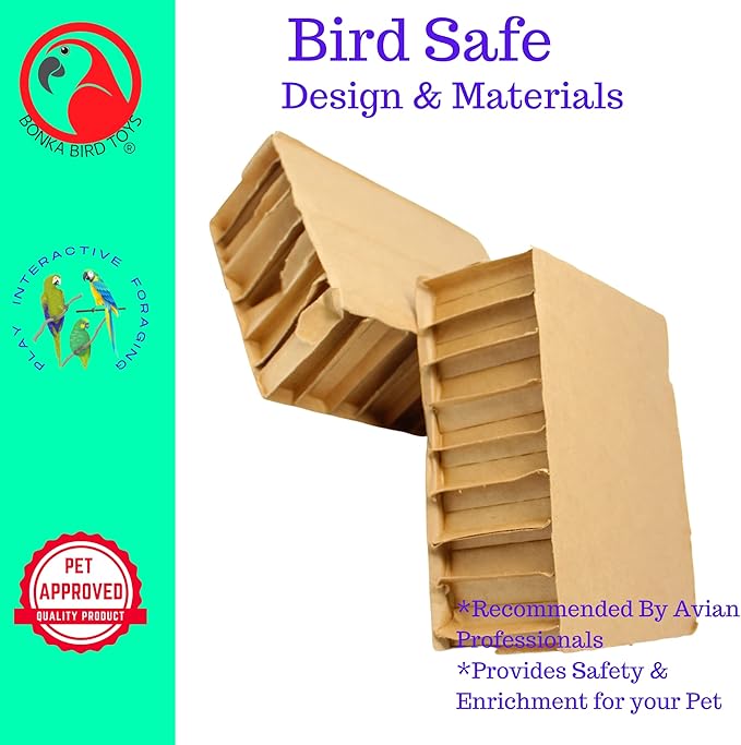 Bonka Bird Toys 2292 - Pack of 2 Jumbo 8-Inch Cardboard Blocks - Foot Talon Craft Part for Chew Treats - Ideal for Amazon, African Grey, Conures