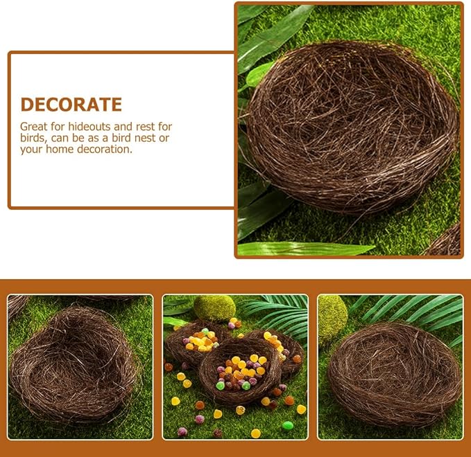 Mipcase 16Pcs Artificial Bird Nests Small Faux Garden Bird Nest Decorations for Easter Party Photography Props and Birdcage Accessories 2.75X2.75X1.96In