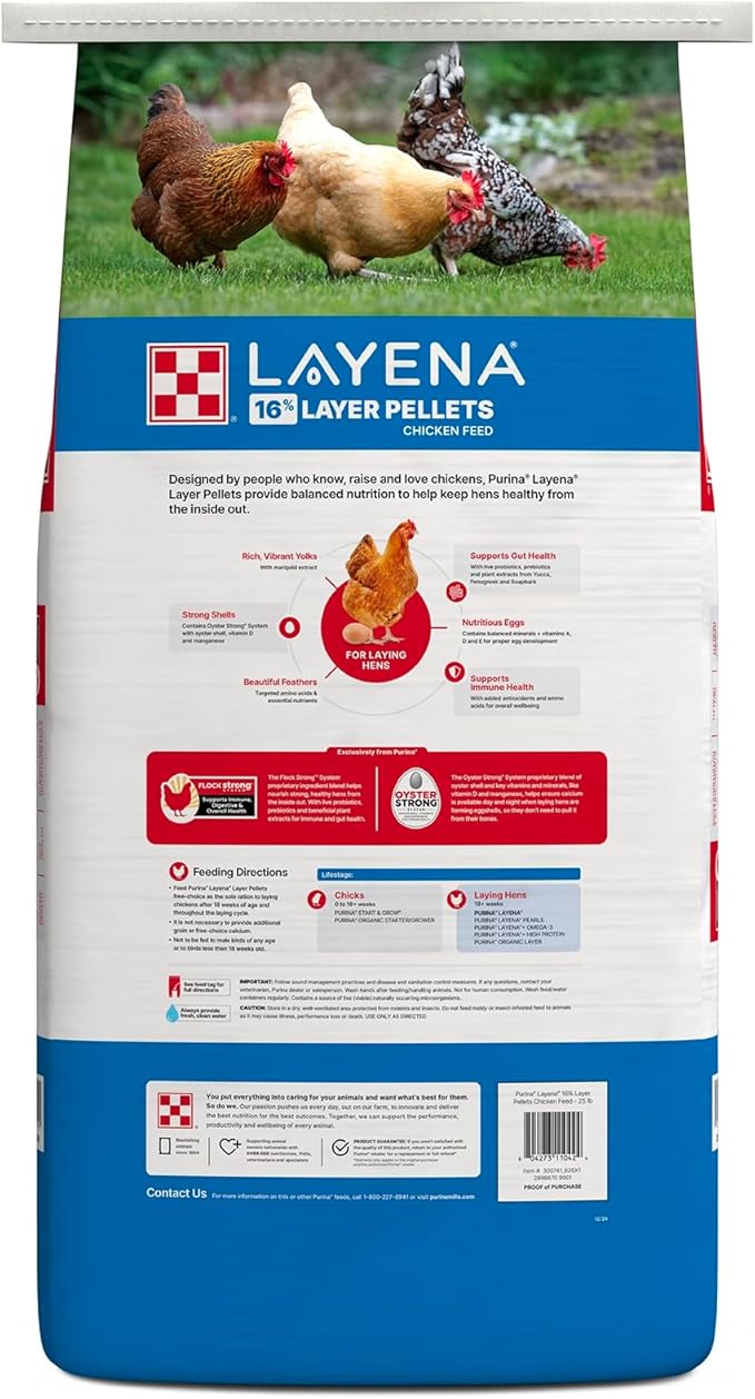 Purina Layena Pellets Chicken Feed, 25 Pound Bag