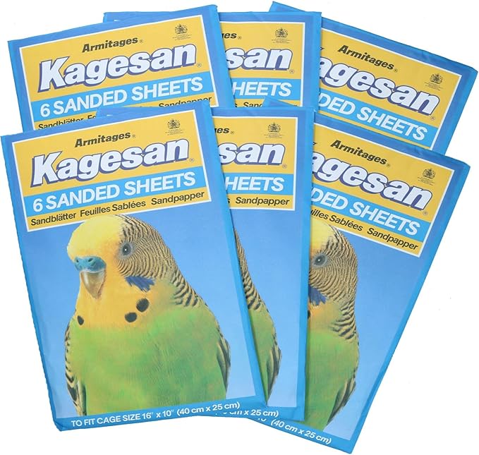 AB Tools 36 Sanded Sheets Sandpaper Cage Lining Budgies Caged Birds 25x40cm