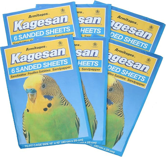 AB Tools 36 Sanded Sheets Sandpaper Cage Lining Budgies Caged Birds 25x40cm