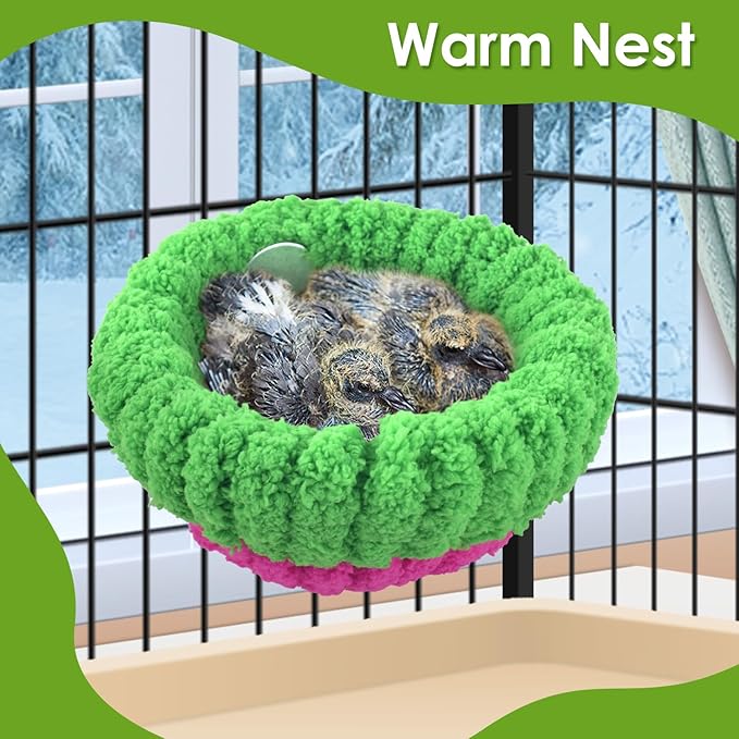 KATUMO Bird Nest, 5.5inch Small Parrot Breeding Bed for Budgie, Parakeet, Cockatiel, Conure, Lovebird, Canary, Finch Birds (Green/Rose, Small)