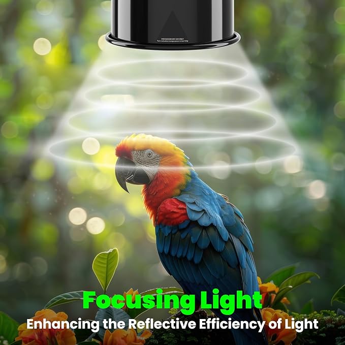 GlowUp Bird Cage Light Fixture Combo Kit, Deep Dome Lampshade with 2.4% UVB Bulb 20W, Bird Light for Captive Birds, Reptiles
