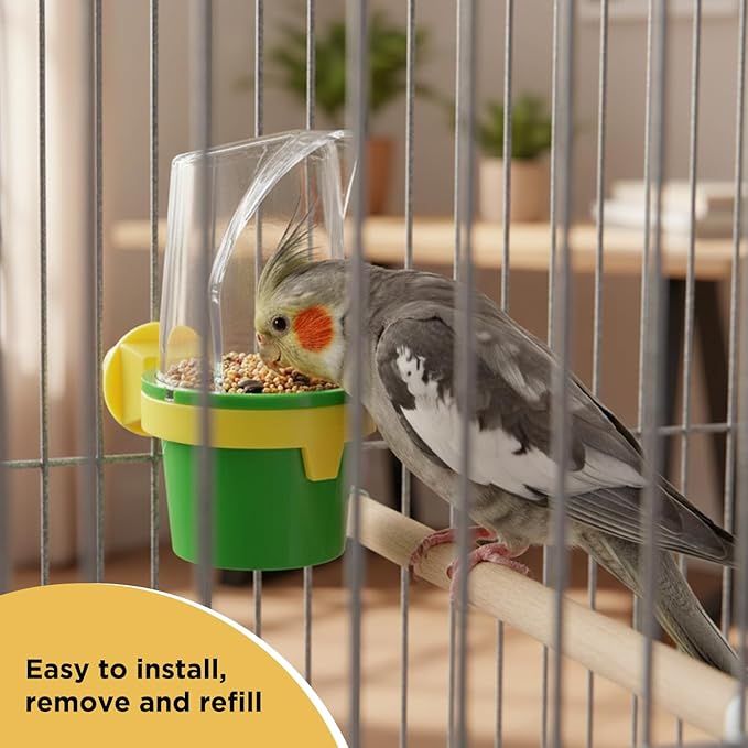 JW Pet Bird Cage Clean Cup Feeder & Water Cup Bird Accessory, Medium (Assorted Colors)