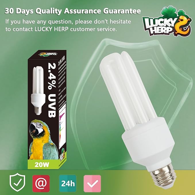 LUCKY HERP UVA UVB Light Bulb for Birds 2.4 UVB 20W Compact Flourescent Lamp for All Kinds Captive Birds