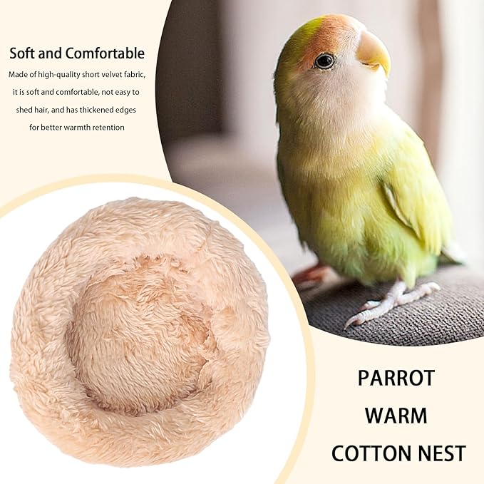 Bird Cotton Nest, 4.33in Bird Sleeping Tool with Thickened Edge Shell Parrot Warm Nest Mat Warm Pad for Lovebirds, Budgies, Parakeets, Cockatiels Medium Size Bird Accessories