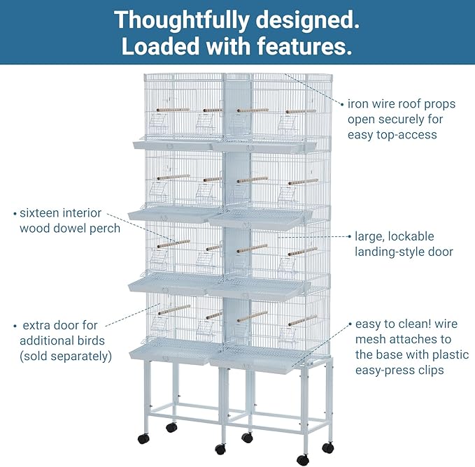 Extra Large Bird Cage Metal Parrot Cage for Mid-Sized Parrots Cockatiels Conures Parakeets Lovebirds Budgie Finch, White