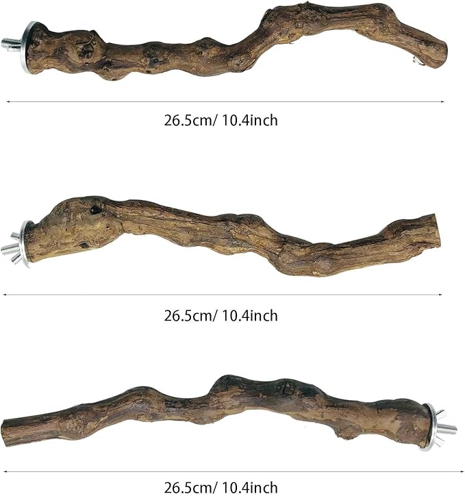 5 PCS Natural Grape Stick Perch Swing Chewing Toys for Parrot Cages, Cockatiels, Parakeets, Finches - Bird Standing Stick