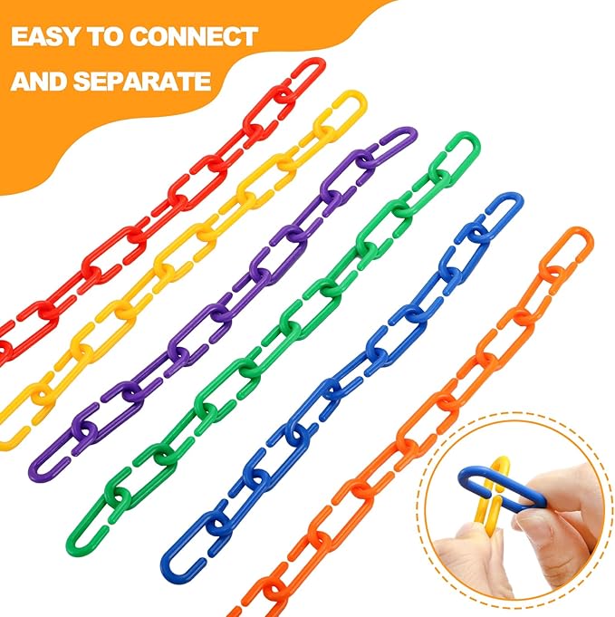 1000 Pieces Plastic C-Clip Hooks Chain Links, Interchangeable Rainbow C-Links Kids Learning Toys for Classroom Preschool, Sugar Glider Swing Climbing Cage Toys for Small Pet Rat Parrot Bird