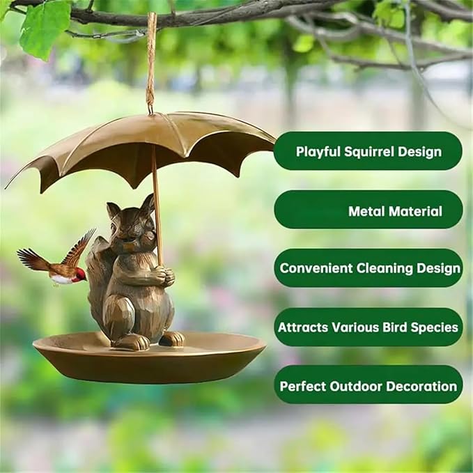 Animal Bird Feeder with Umbrella, Metal Squirrels Feed,Squirrel Umbrella Birds Feeder Birds Feeds for Outdoors Funny Cat Dog for Home Outdoor Decoration and Bird Enthusiasts (Dog)