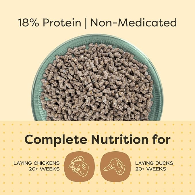 Scratch and Peck Feeds Whole Grain Layer Pellets Chicken and Duck Feed - 25 lbs Bag - Corn-Free and Soy-Free - 18% Protein, Certified Organic and Non-GMO Project Verified