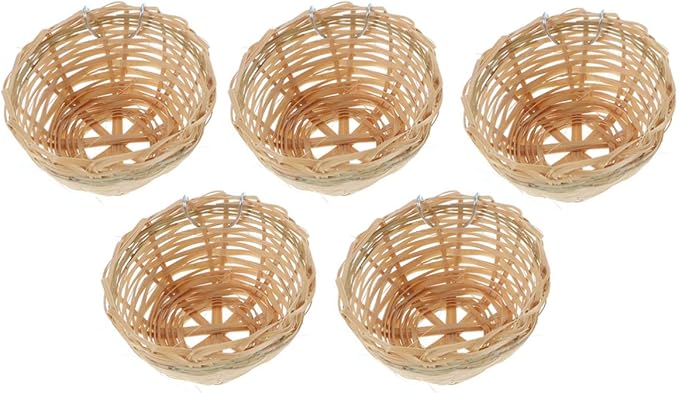 balacoo 5pcs Handmade Bird Nest with Hook Natural Hanging Nest for Pets Parrots and Birds -Style Nesting House for Indoor and Outdoor Use