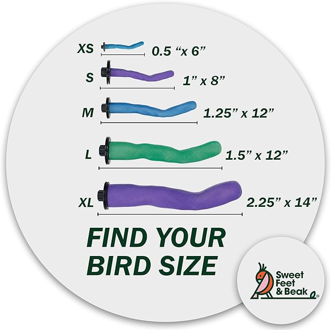 Sweet Feet & Beak Safety Pumice Bird Perch, X-Small 1/2" X 6", Lightweight Grinding Bird Perches for Cage - Bird Nail Trimming Perch for Healthy Beak & Feet - Multi-Size & Color Parrot Stand - Blue