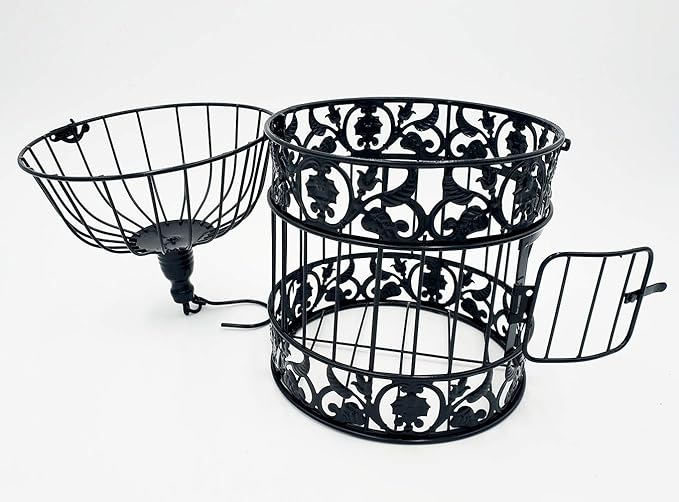 PET SHOW Round Birdcages Wedding Gift Cards Holder Metal Wall Hanging Bird Cage for Small Birds Party Indoor Ourdoor Decoration 10.6“ Black Pack of 1