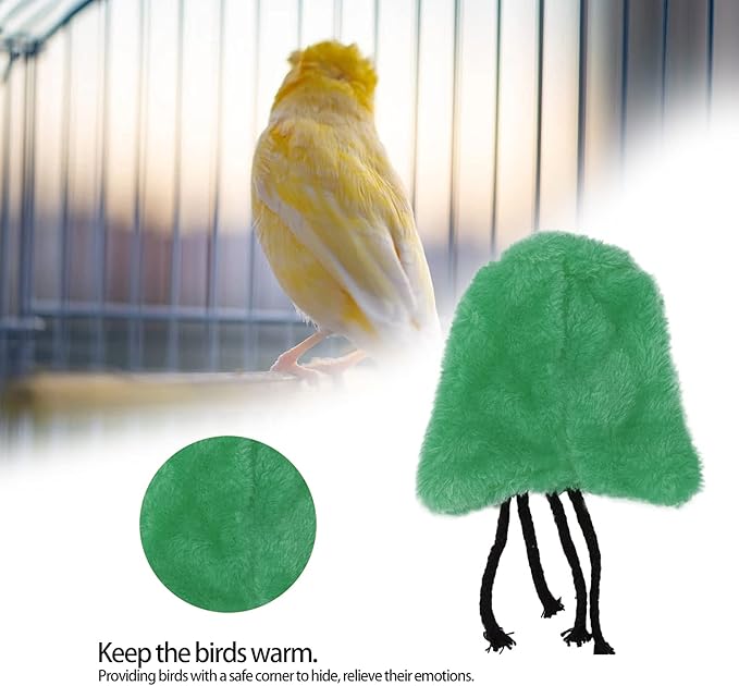 Parrot Warm Plush Fleece Bird Blanket Cuddle Nest Sleeping Nest Birds Cage Hanging Bed House for Parakeet Cockatiel(S Green)