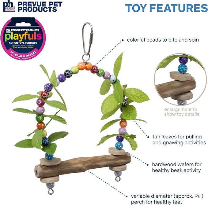 Prevue Pet Products Birds of Paradise Swing Bird Toy - Accessories with Perches for Parakeets, Cockatiels, Conures, and Small to Medium Birds, Hanging Cage Toy for Foot Exercise and Enrichment
