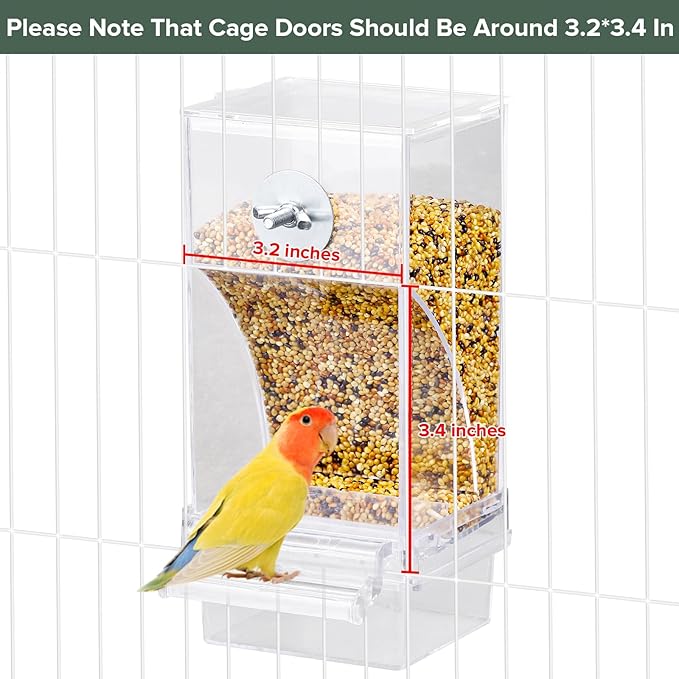 Lemtrflo No Mess Bird Feeder & Water Dispenser Set - Automatic Feeding & Hydration, Parakeet Cage Accessories for Parrots, Cockatiels, Finches, Lovebirds & Budgies