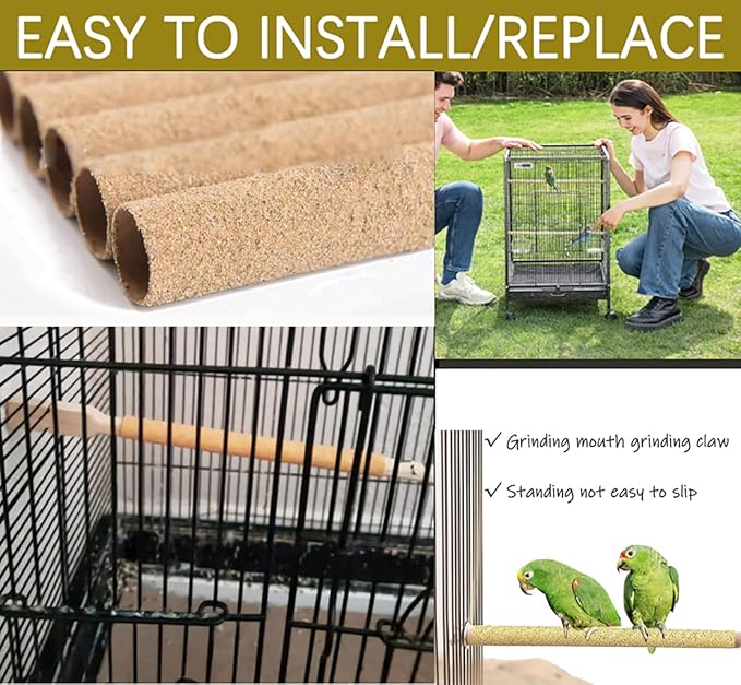 20Pcs Sand Perch Covers for Bird - Bird Perchs Covers 7.5" Long x 3/8" Diameter Bird perches for Parakeets, Lovebirds, Parrotlets, Canaries and Other Small Birds (Yellow, 20pcs 7.5" x 0.43")