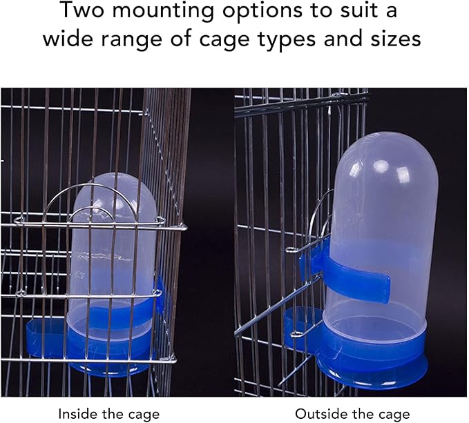 Pssopp Automatic Bird Feeder & Water Dispenser, Clear Bird Food Seed Dispenser, Hanging Cage Feeder, 800ml, Blue, Plastic, Adult, Modern, Medium Breeds, Outdoor, Multiple Pets