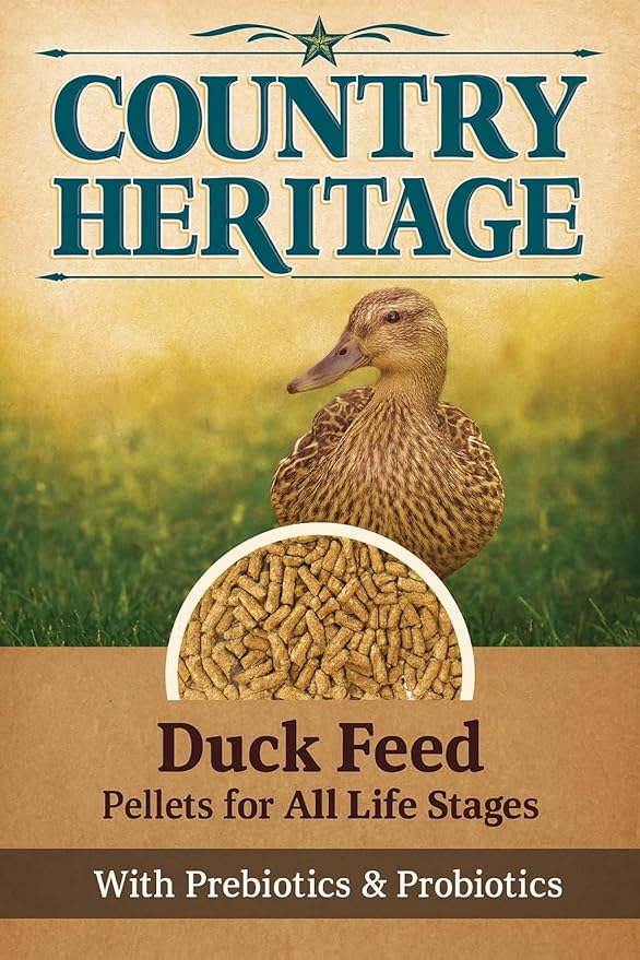 Country Heritage Duck Feed – Pellets for All Life Stages (19% Protein with Prebiotics & Probiotics, Do Not Float) (10 Pounds)