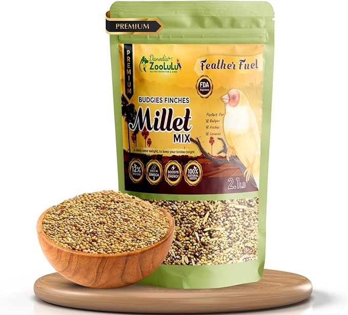 Danodia's Zoolulu Premium Budgies & Finches Millet Mix (950g /2 lbs) | Premium Bird Seed Blend for Budgies, Finches & Canaries | Daily Healthy Nutrition