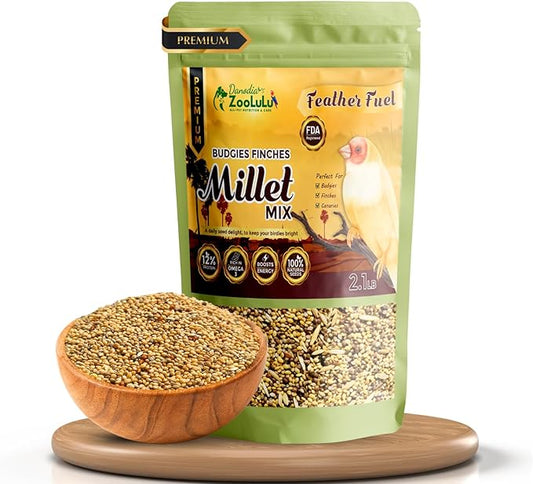 Danodia's Zoolulu Premium Budgies & Finches Millet Mix (950g /2 lbs) | Premium Bird Seed Blend for Budgies, Finches & Canaries | Daily Healthy Nutrition