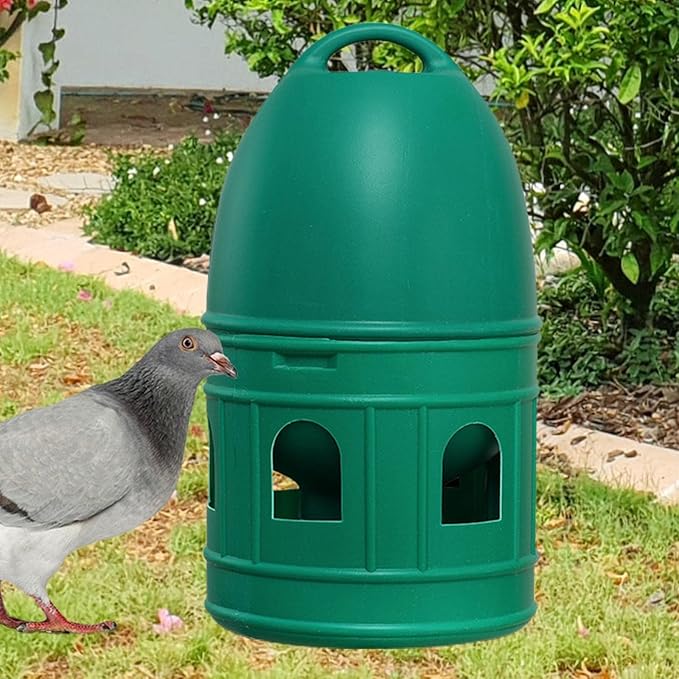 Pigeon Water Dispenser, Large Capacity Bird Water Drinker, Quail Automatic Feeder with Handle Water Pot Container, Green 5L