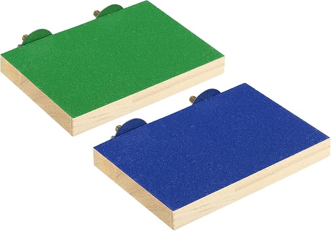PATIKIL Bird Perch Stand Platform, 1 Set Parrot Stand Platform Playground Paw Grinding Clean for Parakeet Cockatiel Cage Accessory, Green Blue