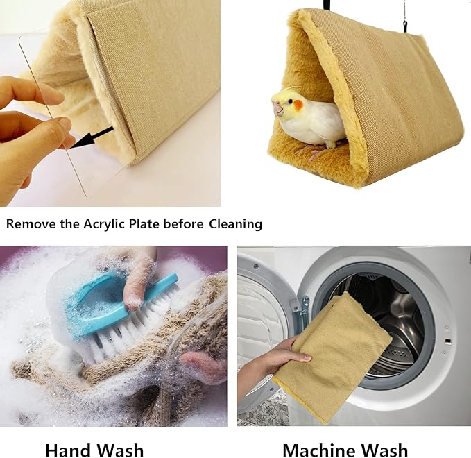 Winter Warm Bird Nest Hammock Swing Fluffy Sleeping Bed Parrot Hideaway Shed Hut House for Cockatiels Parakeet Budgies African Grey Hamster Ferret