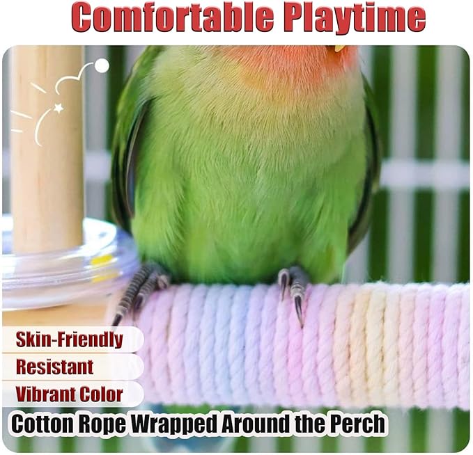Bird Swing for Cage,Rust Sound Interactive Hanging Bird Toy Perch,Wooden Exercise Cockatiel Toys,Bird Cage Accessories Perch,Parrot Perch Stand for Conure,Budgie,Cockatiel,Lovebird,Canary,Finch