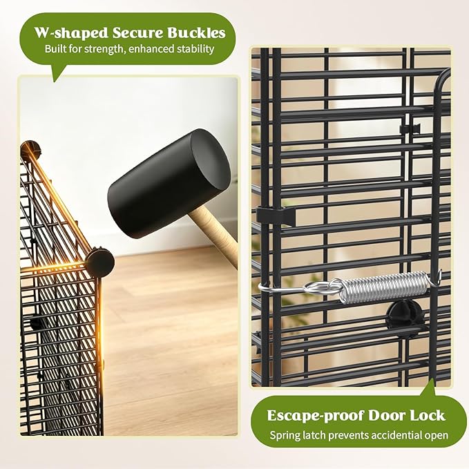 Pawaboo Bird Cage, 24.2''L x 16''W x 41''H Flight Cage with Slide-Out Tray, Waterer & Feeder, 360° Movable Metal Breeding Bird Cages with Stand & Perch for Parrot Parakeets Cockatiel Lovebird Finch