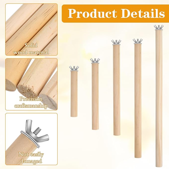 5-Pack Bird Cage Perch,Natural Wood Bird Cage Perch,Birds Perches for Cages with Assorted Sizes (10–30 cm) for Parakeets, Cockatiels, Budgies,Chewable Climbing Sticks for Foot Exercise