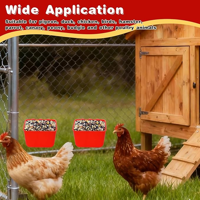 20 Pcs Hanging Chicken Waterer 16oz Small Poultry Feeder Cups for Cage, Plastic Bird Water Dispenser with Hook, Quail Pigeon Parakeet Feeding Supply for Outdoor Coop Indoor Pen (Red)