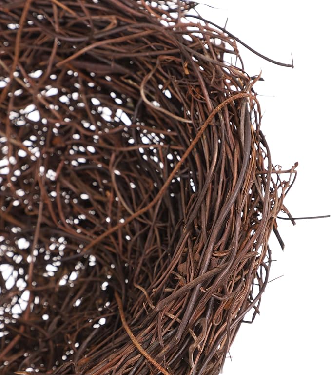 Toddmomy Artificial Bird Nest with Eggs for Easter Decor, 15cm Hand-Woven Rattan Birds Nests for Crafts, Natural Looking Faux Birdhouse Figurine for Outdoor Garden Party Tabletop Ornament
