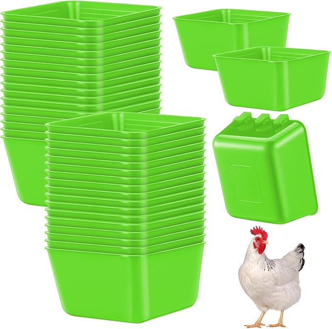 Maxdot 20 Pcs Chicken Water Feeder Cups 16 oz Pigeon Bird Feeder Cups Hanging Cage Chicken Water Cup for Pet Parrot Rooster Parakeet Bunny Gamefowl Poultry Wire Hutch(Green)
