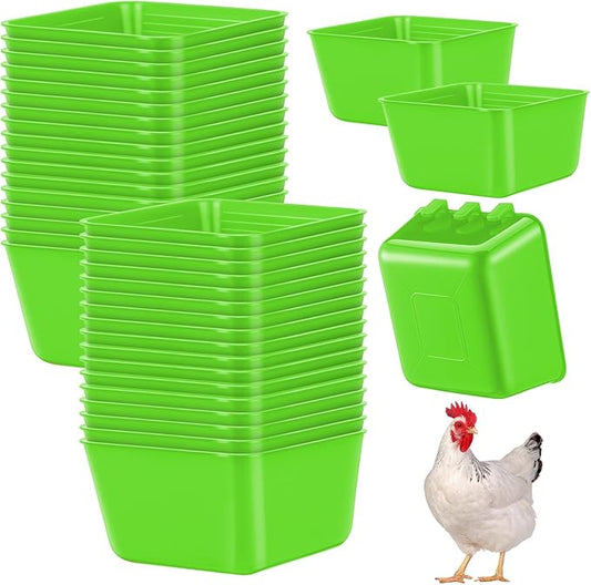 Maxdot 20 Pcs Chicken Water Feeder Cups 16 oz Pigeon Bird Feeder Cups Hanging Cage Chicken Water Cup for Pet Parrot Rooster Parakeet Bunny Gamefowl Poultry Wire Hutch(Green)