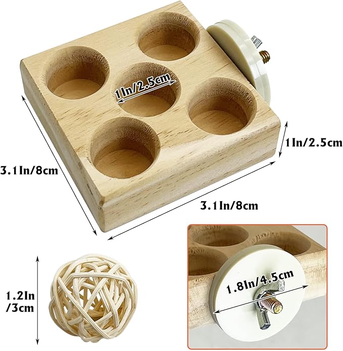 Hamiledyi Wooden Foraging Puzzle Toys for Small Birds - Interactive Parrot Toys Cage Enrichment for Conure, Parakeet, Lovebirds, Budgie, Slow Feeder Bird Activity Toys (Small)
